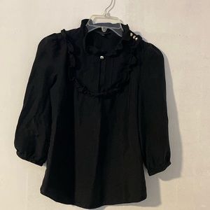 Banana Republic XS black shirt with gold buttons on the shoulder and collar